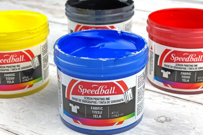 Speedball water based ink for silk screen at the Alien Design t-shirt factory.